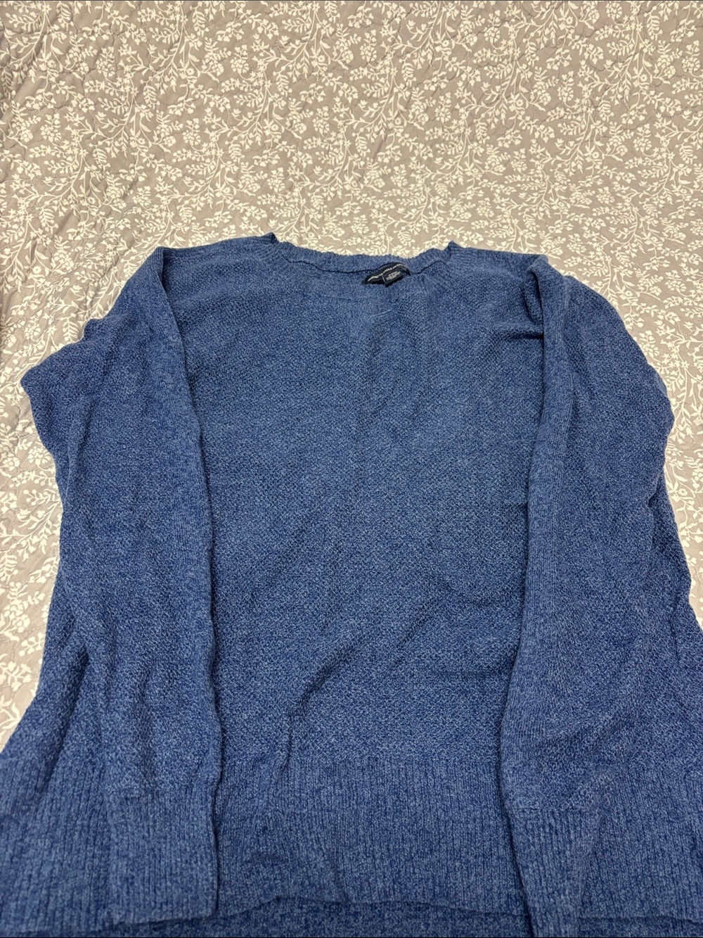 American Eagle Outfitters Blue Textured Crewneck Sweater